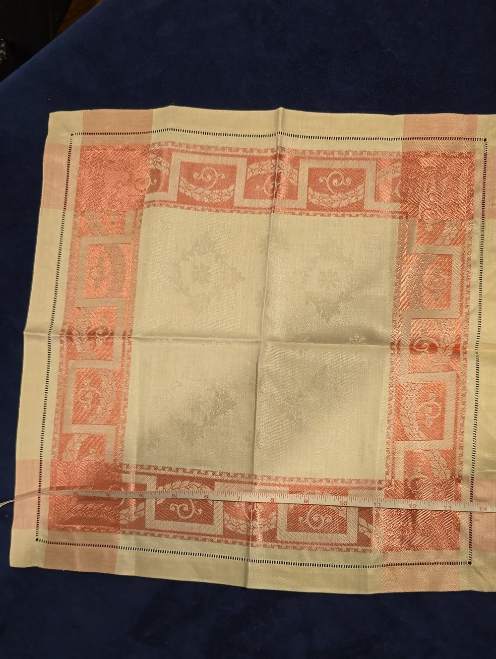 Cream and Coral Border Table Linen Set, 55